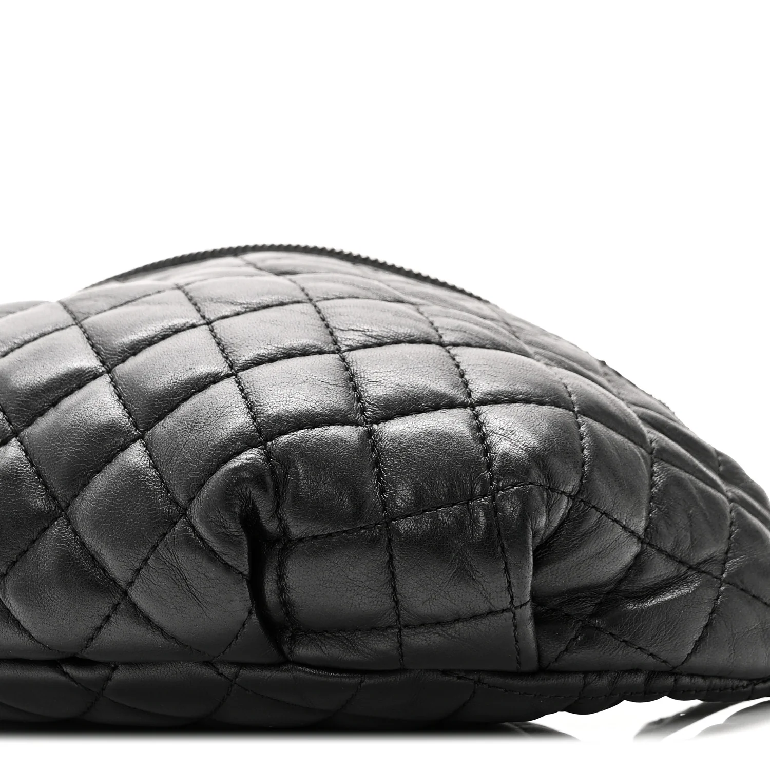 Lambskin Quilted Banane Waist Bag Fanny Pack Black - Image 10