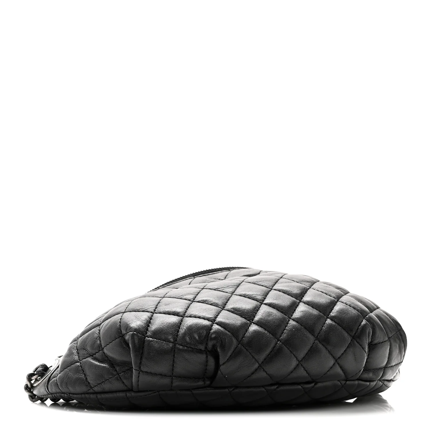 Lambskin Quilted Banane Waist Bag Fanny Pack Black - Image 4