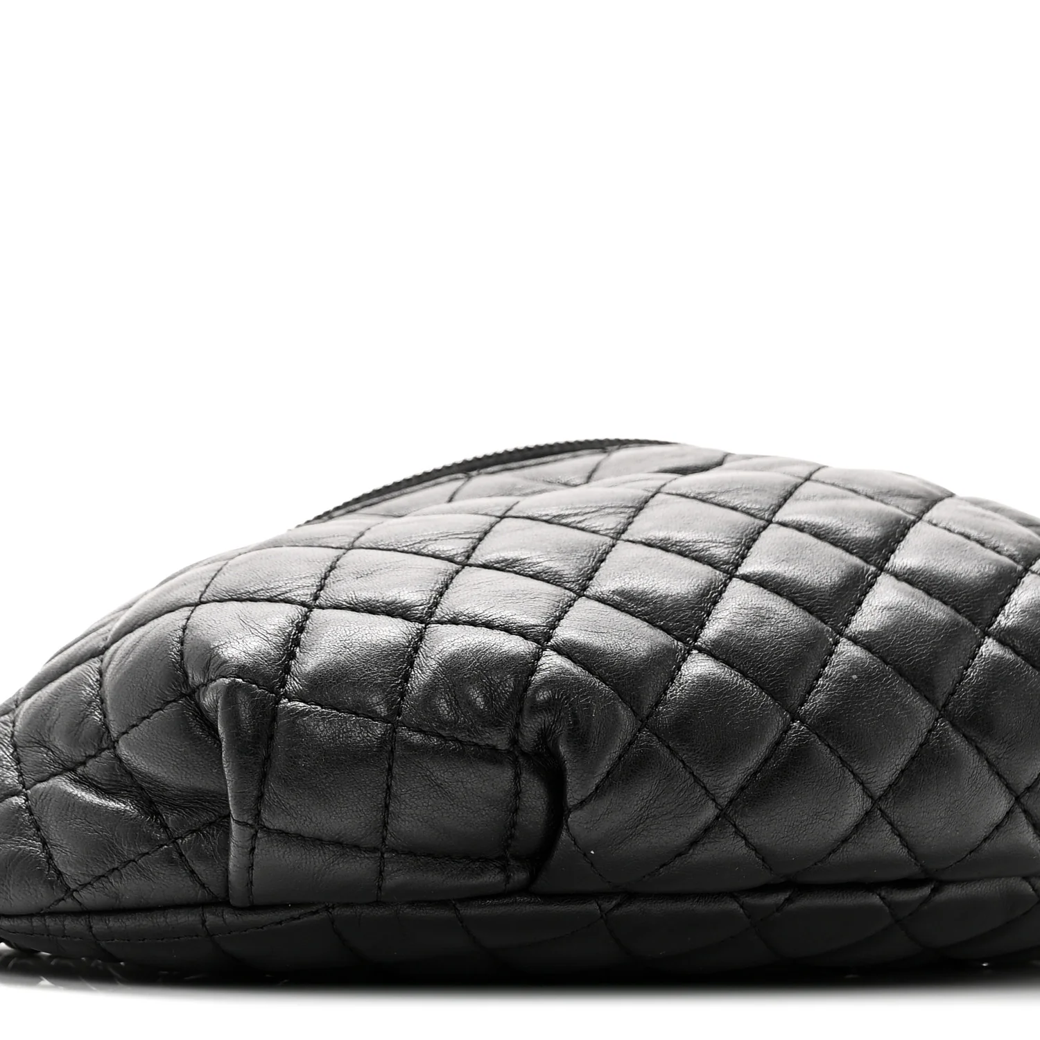 Lambskin Quilted Banane Waist Bag Fanny Pack Black - Image 9