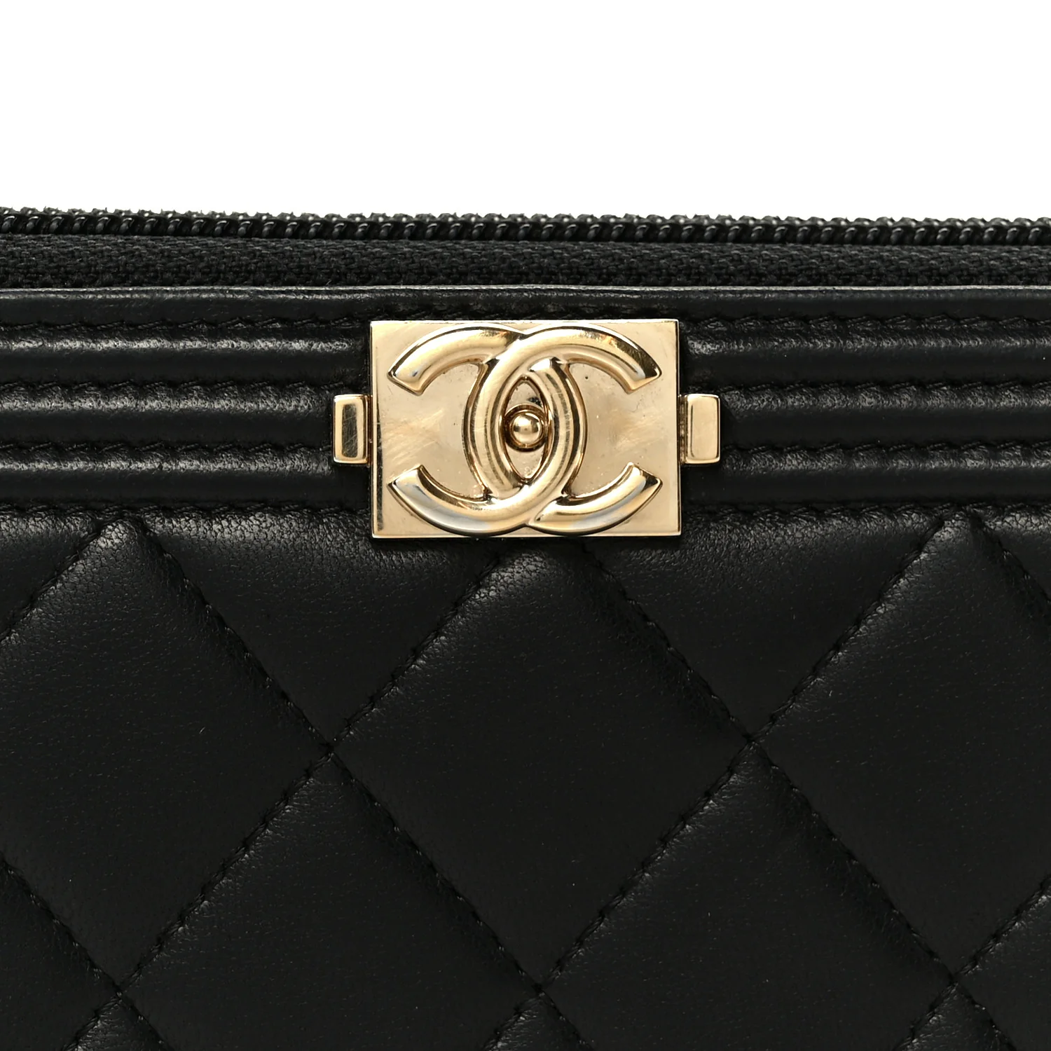 Lambskin Quilted Boy Long Zip Around Wallet Black - Image 9