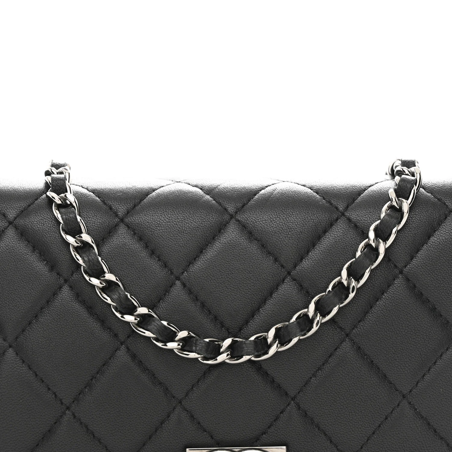 Lambskin Quilted Boy Wallet On Chain WOC Black - Image 9
