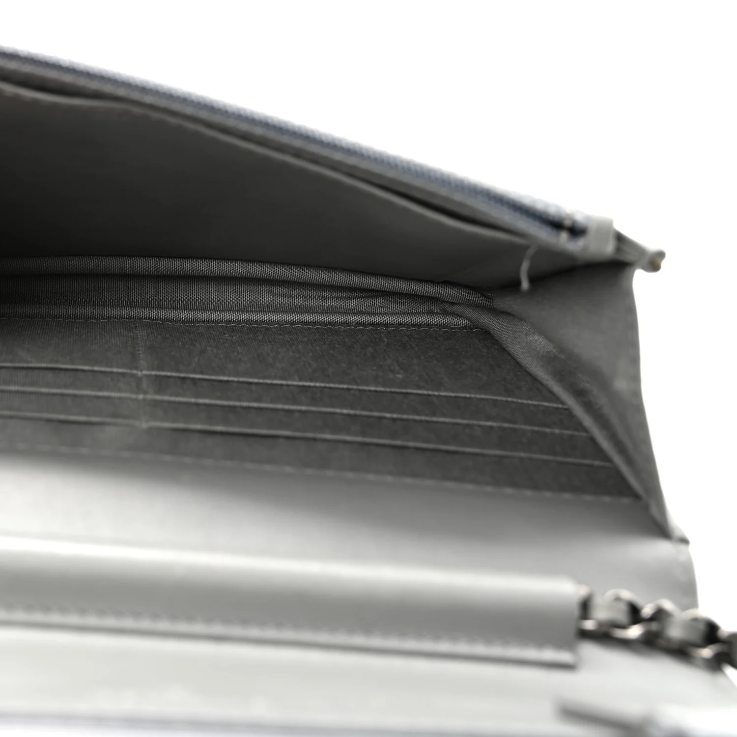 Lambskin Quilted Boy Wallet On Chain WOC Grey - Image 5