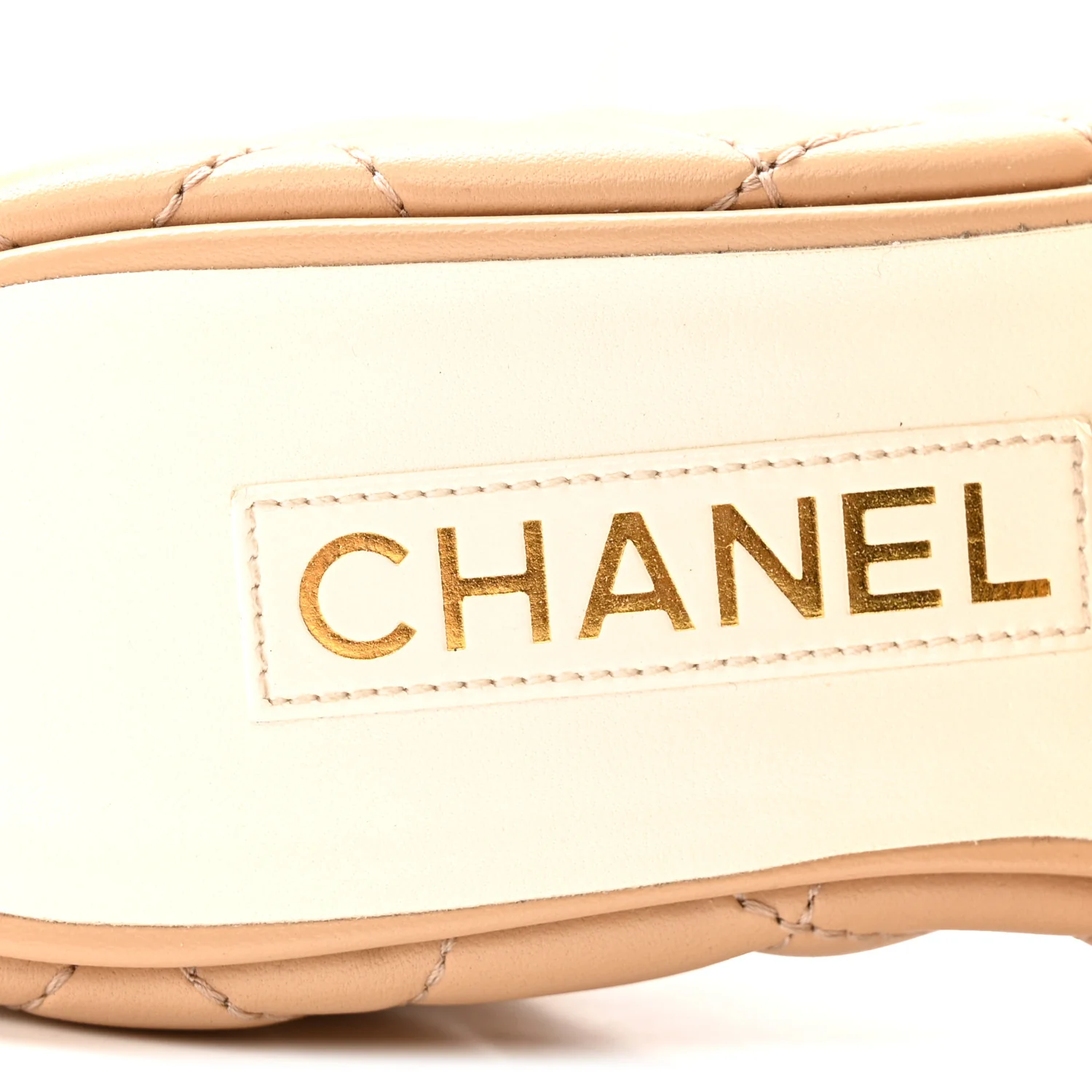 Lambskin Quilted Camelia CC Wedge Sandal Mules 37 Beige - Image 6