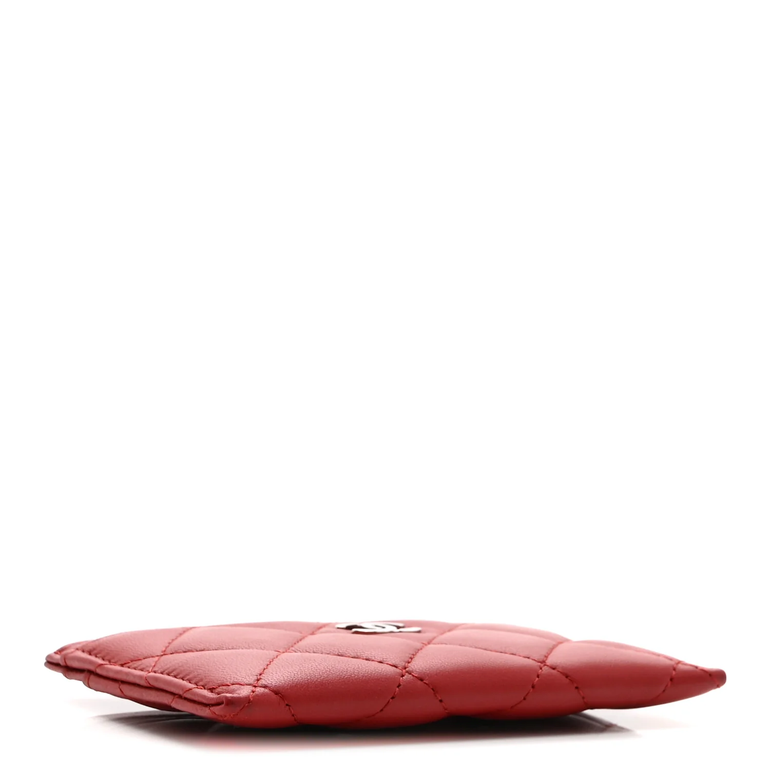 Lambskin Quilted Card Holder Red - Image 4