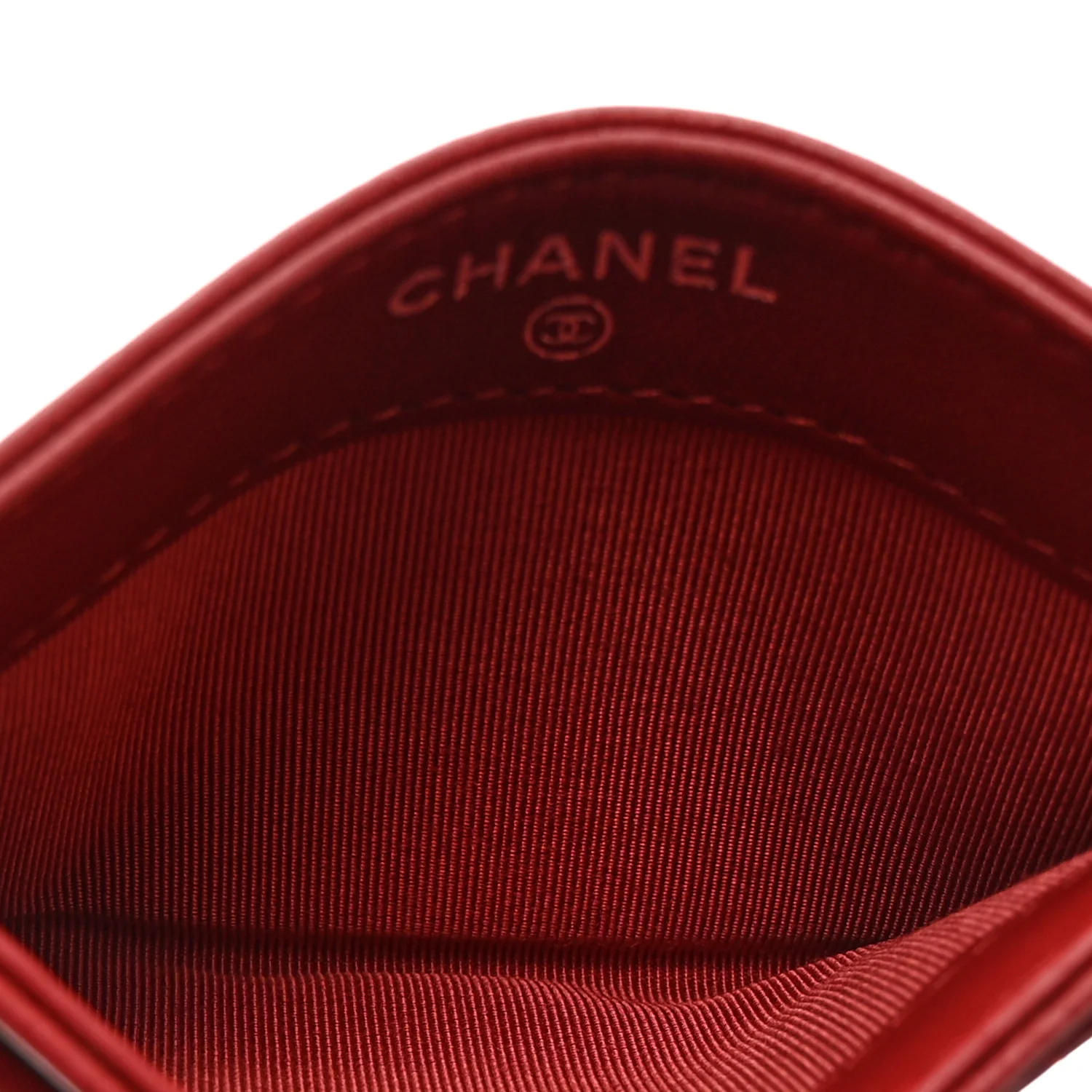Lambskin Quilted Card Holder Red - Image 5