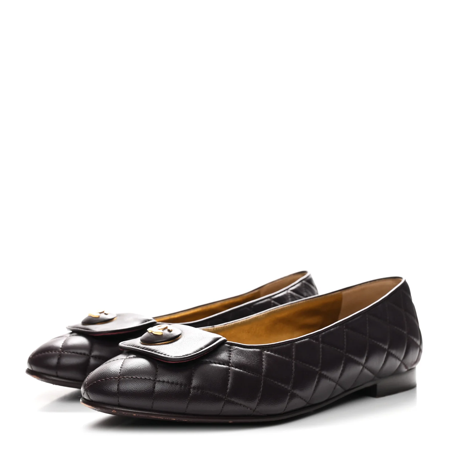 Lambskin Quilted CC Ballerina Flats 41 Dark Purple - Image 4