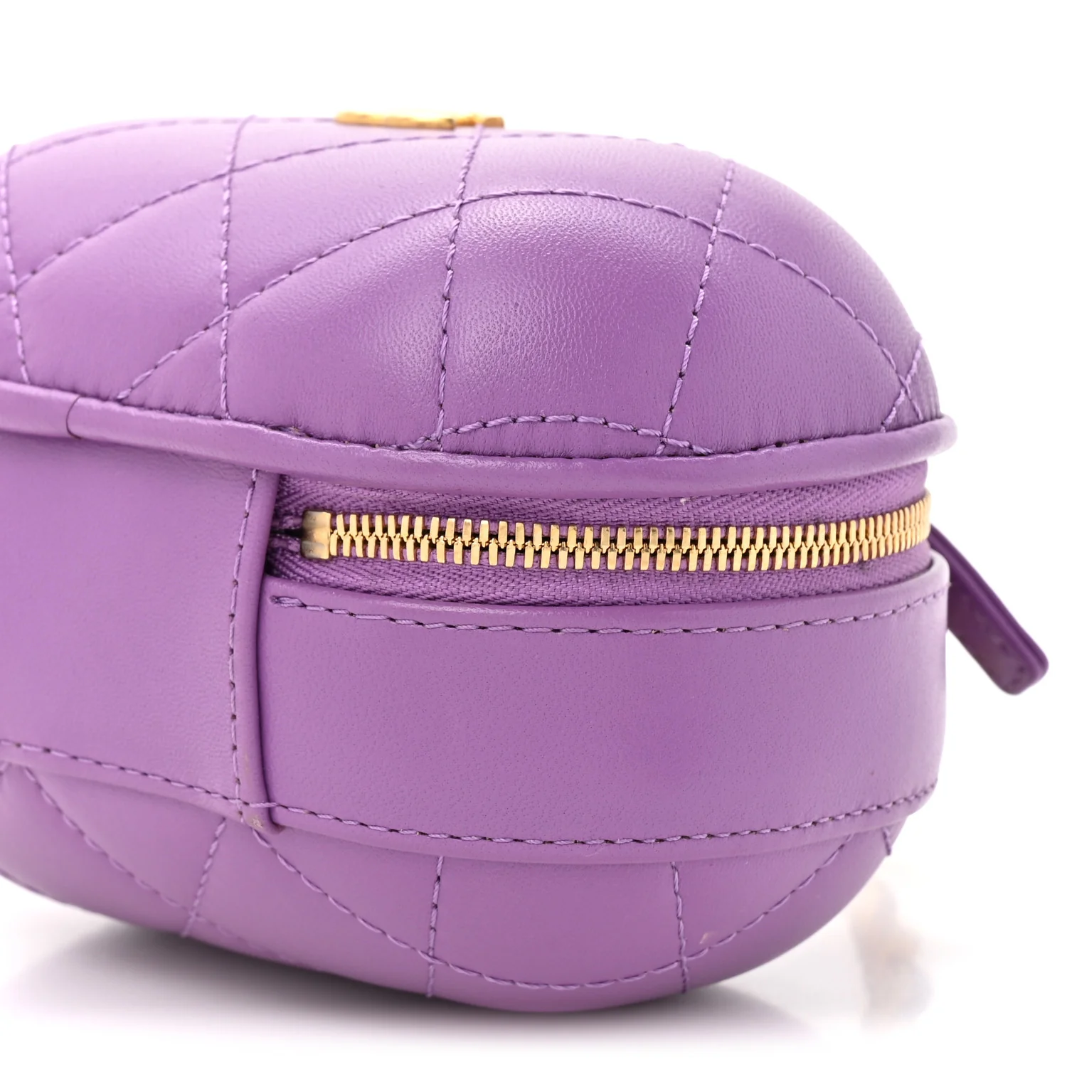 Lambskin Quilted CC Bubble Vanity Case With Chain Purple - Image 9