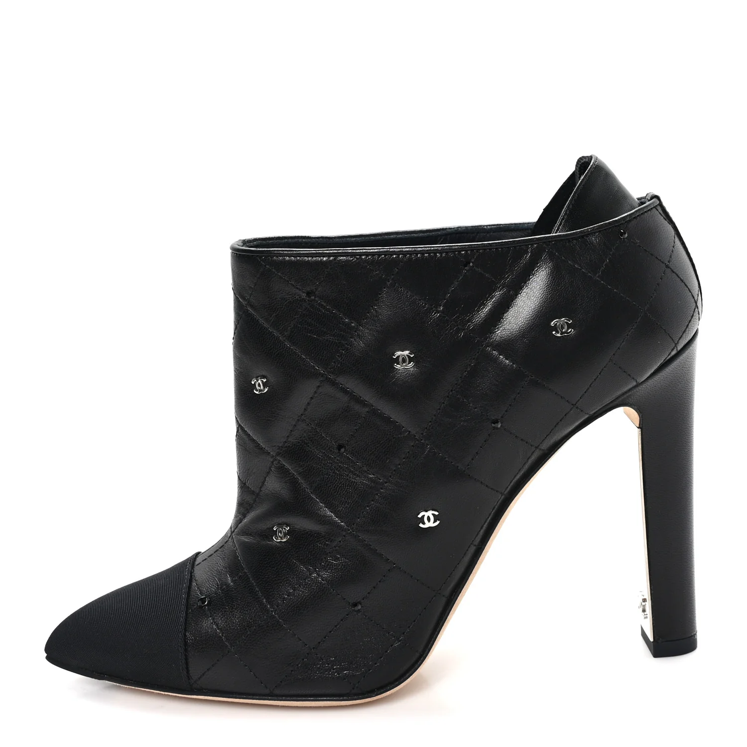 Lambskin Quilted CC Cap Toe Booties 38 Black
