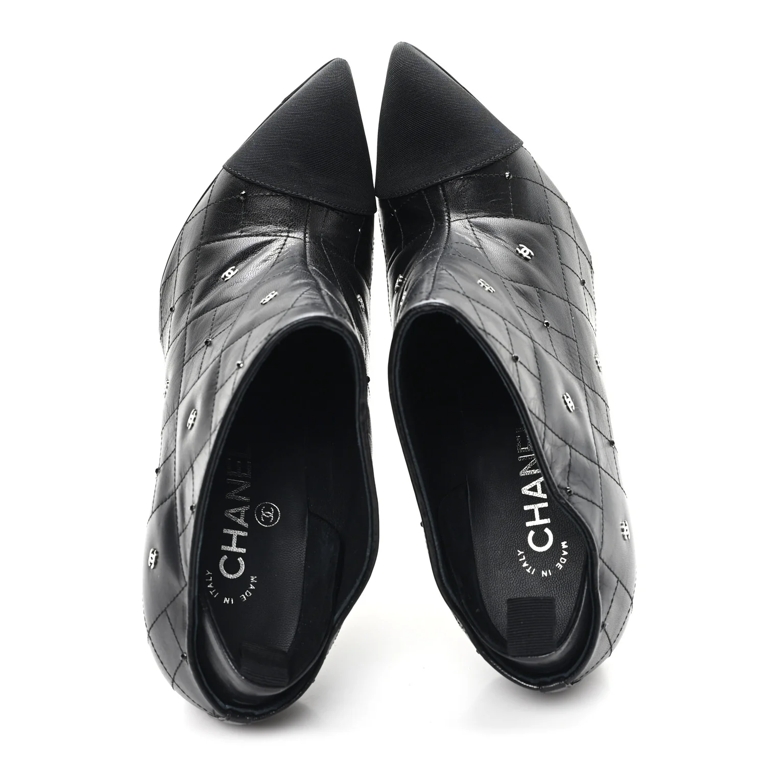 Lambskin Quilted CC Cap Toe Booties 38 Black - Image 2