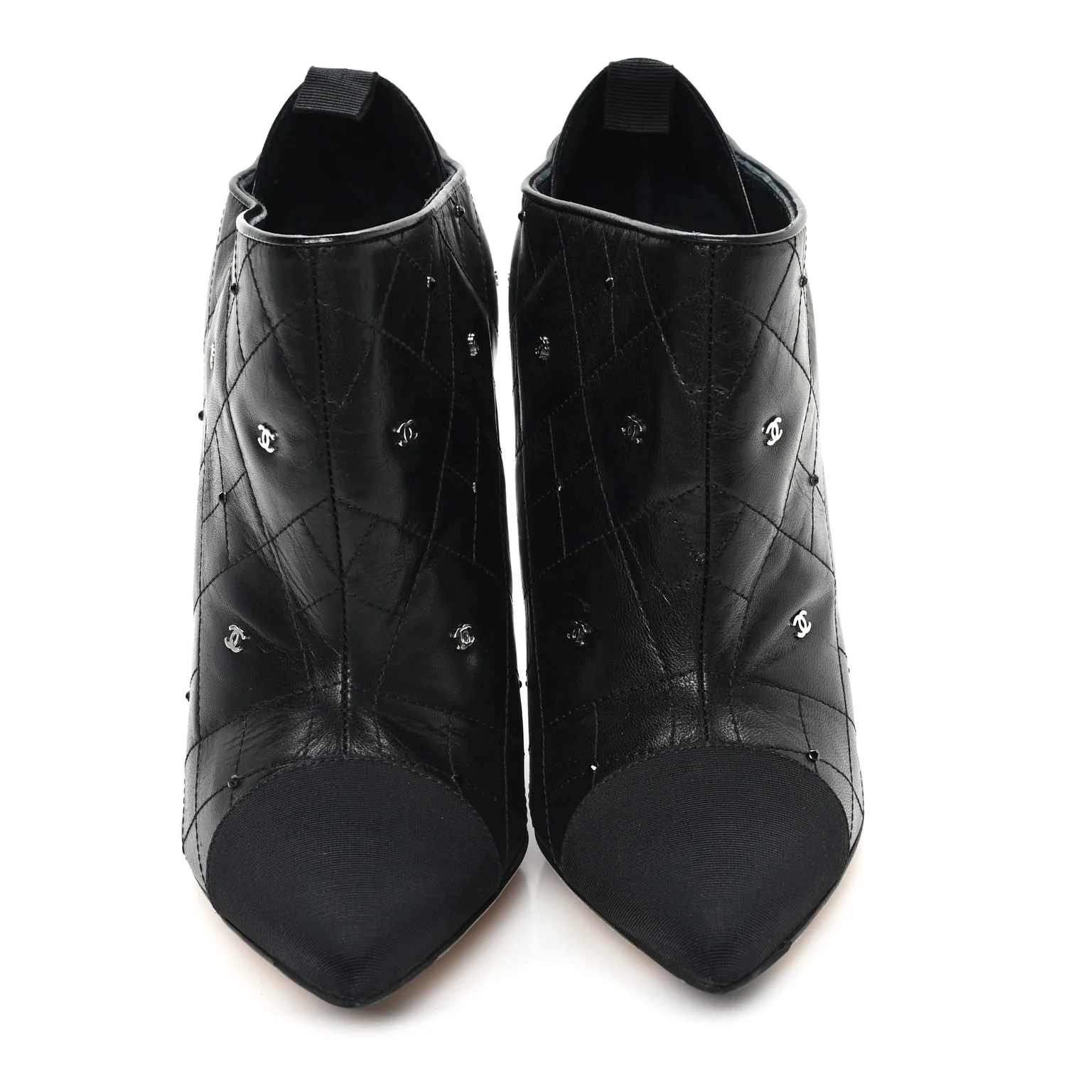 Lambskin Quilted CC Cap Toe Booties 38 Black - Image 3