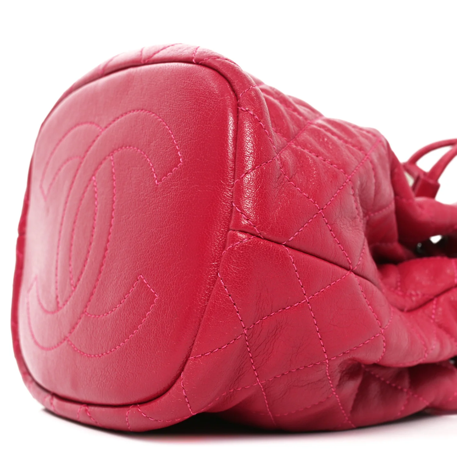 Lambskin Quilted CC Chain Bucket Bag Pink - Image 10