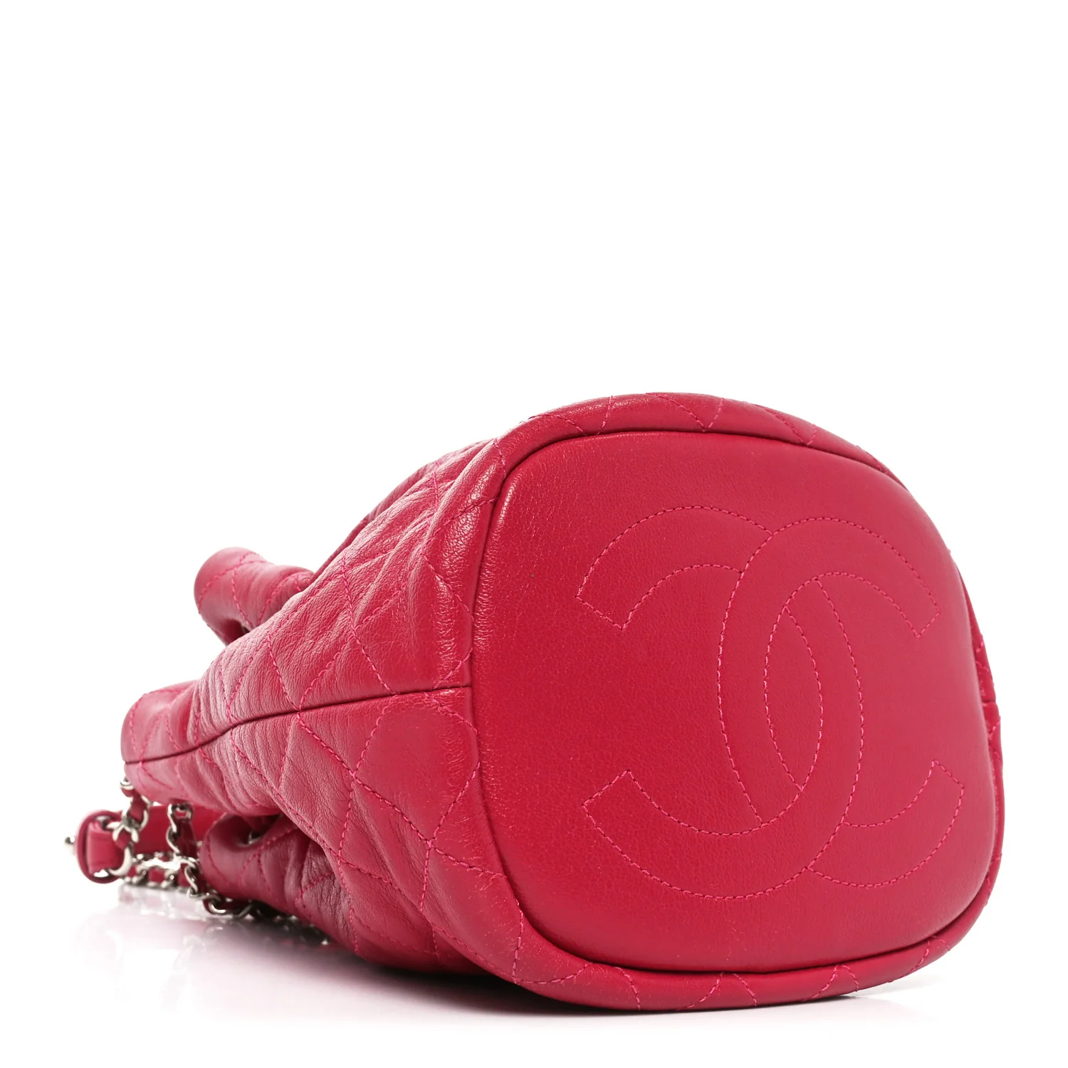 Lambskin Quilted CC Chain Bucket Bag Pink - Image 4