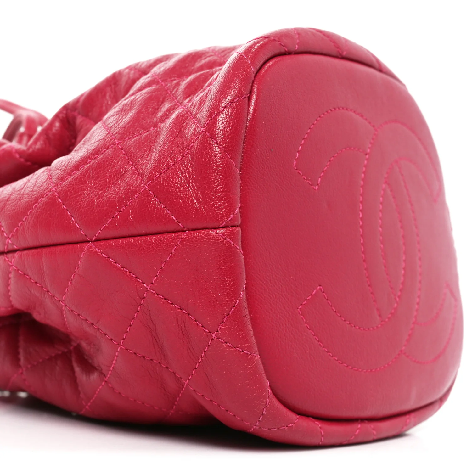 Lambskin Quilted CC Chain Bucket Bag Pink - Image 9