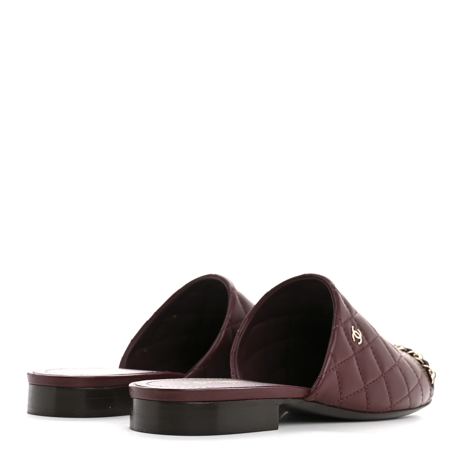 Lambskin Quilted CC Chain Mules 37 Burgundy Black - Image 5
