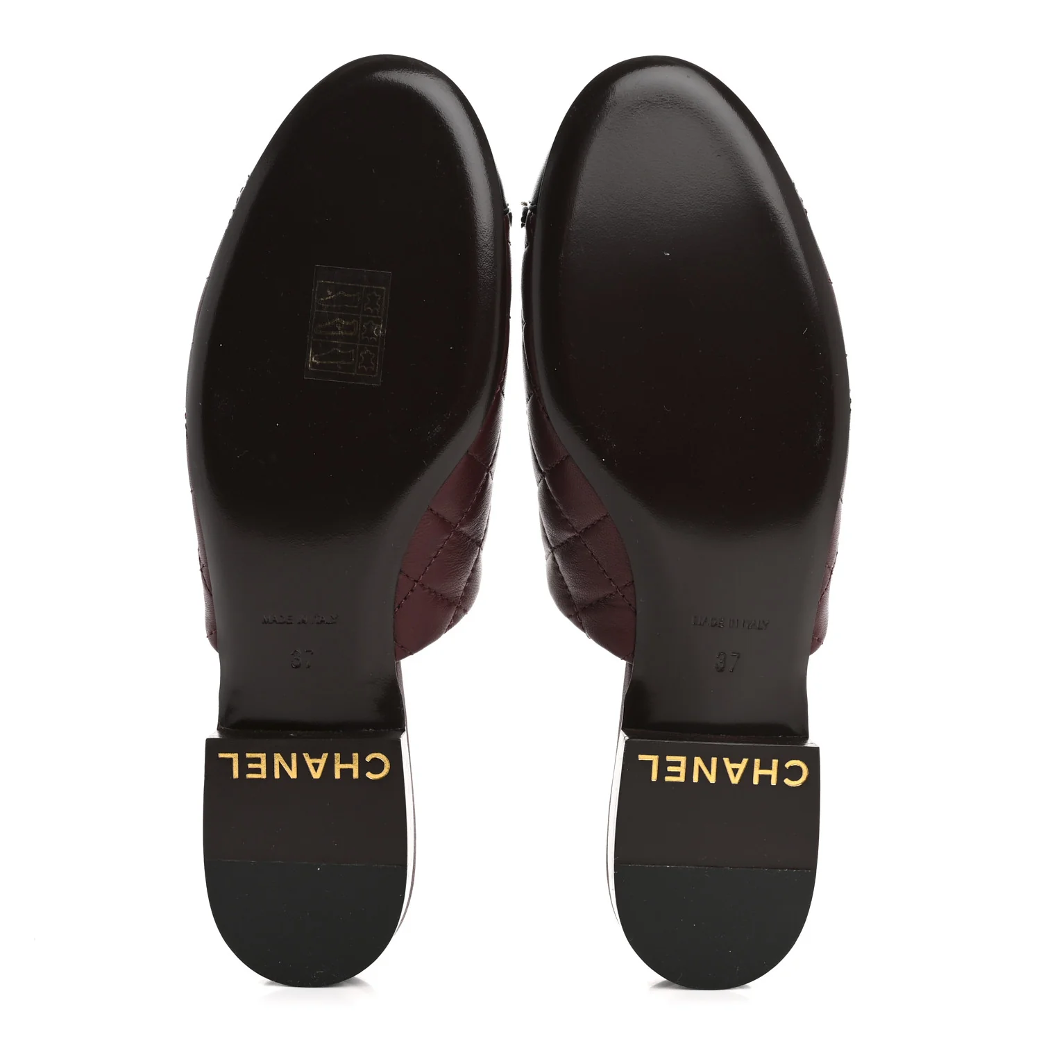 Lambskin Quilted CC Chain Mules 37 Burgundy Black - Image 6