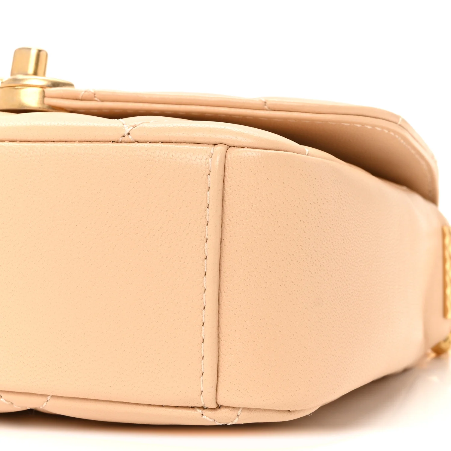 Lambskin Quilted CC Coin Flap Bag Beige - Image 10
