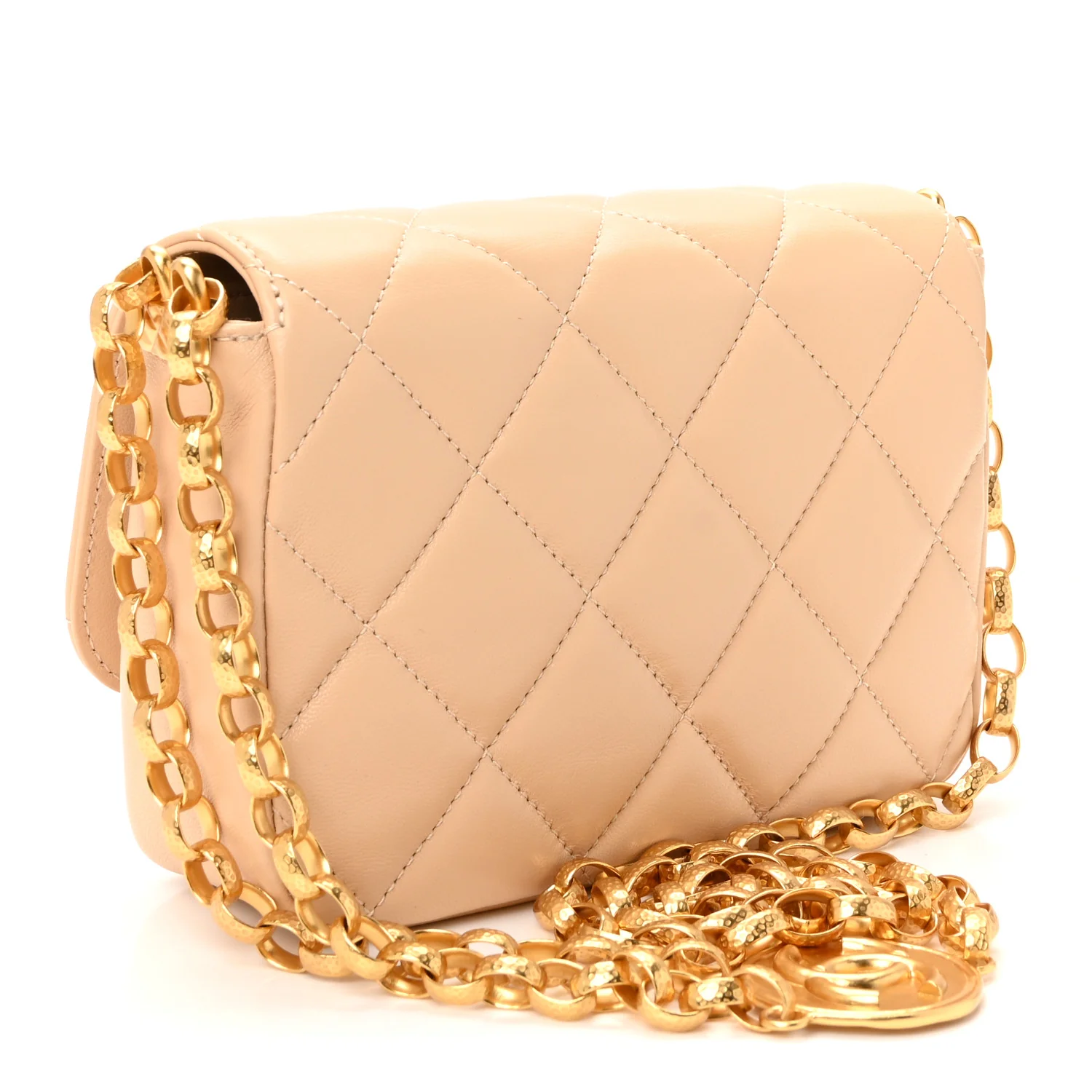 Lambskin Quilted CC Coin Flap Bag Beige - Image 3