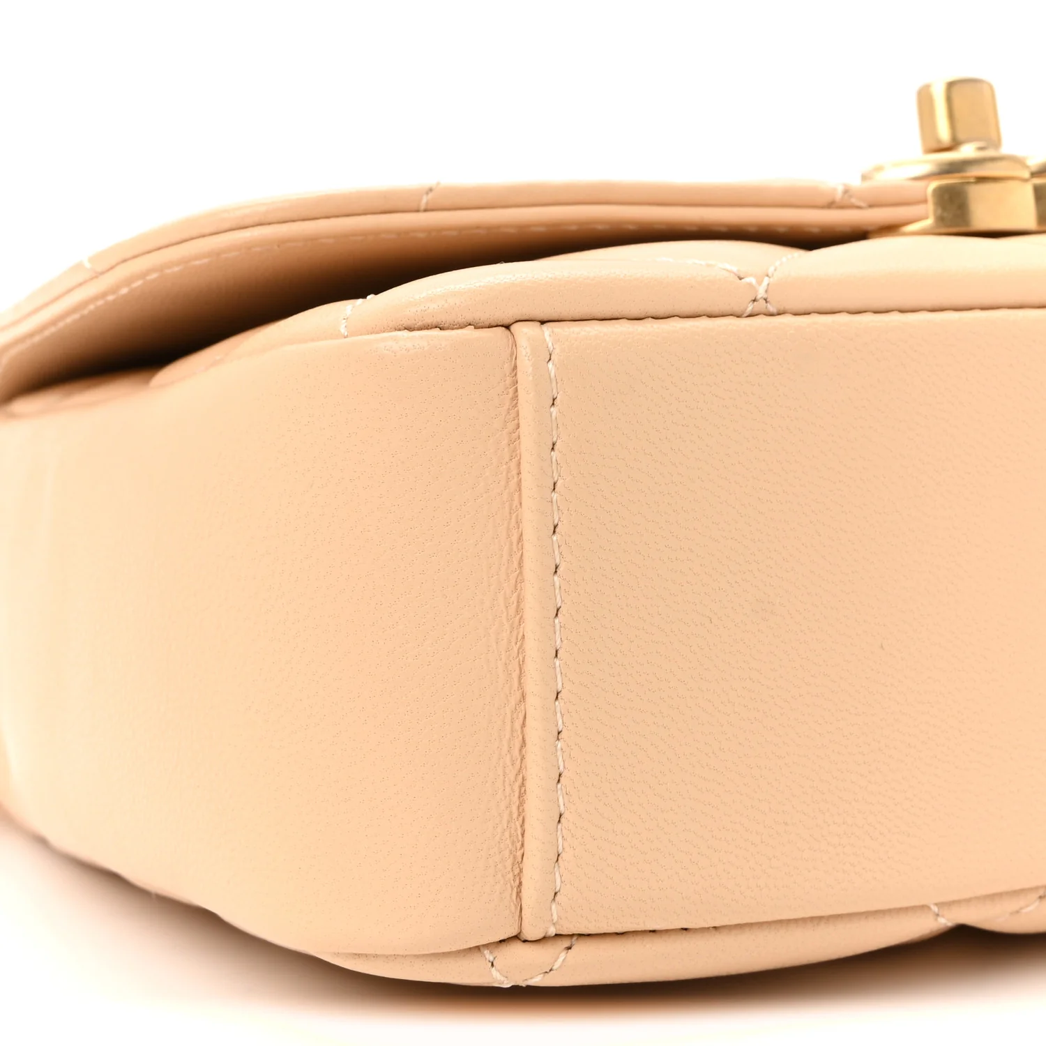 Lambskin Quilted CC Coin Flap Bag Beige - Image 9