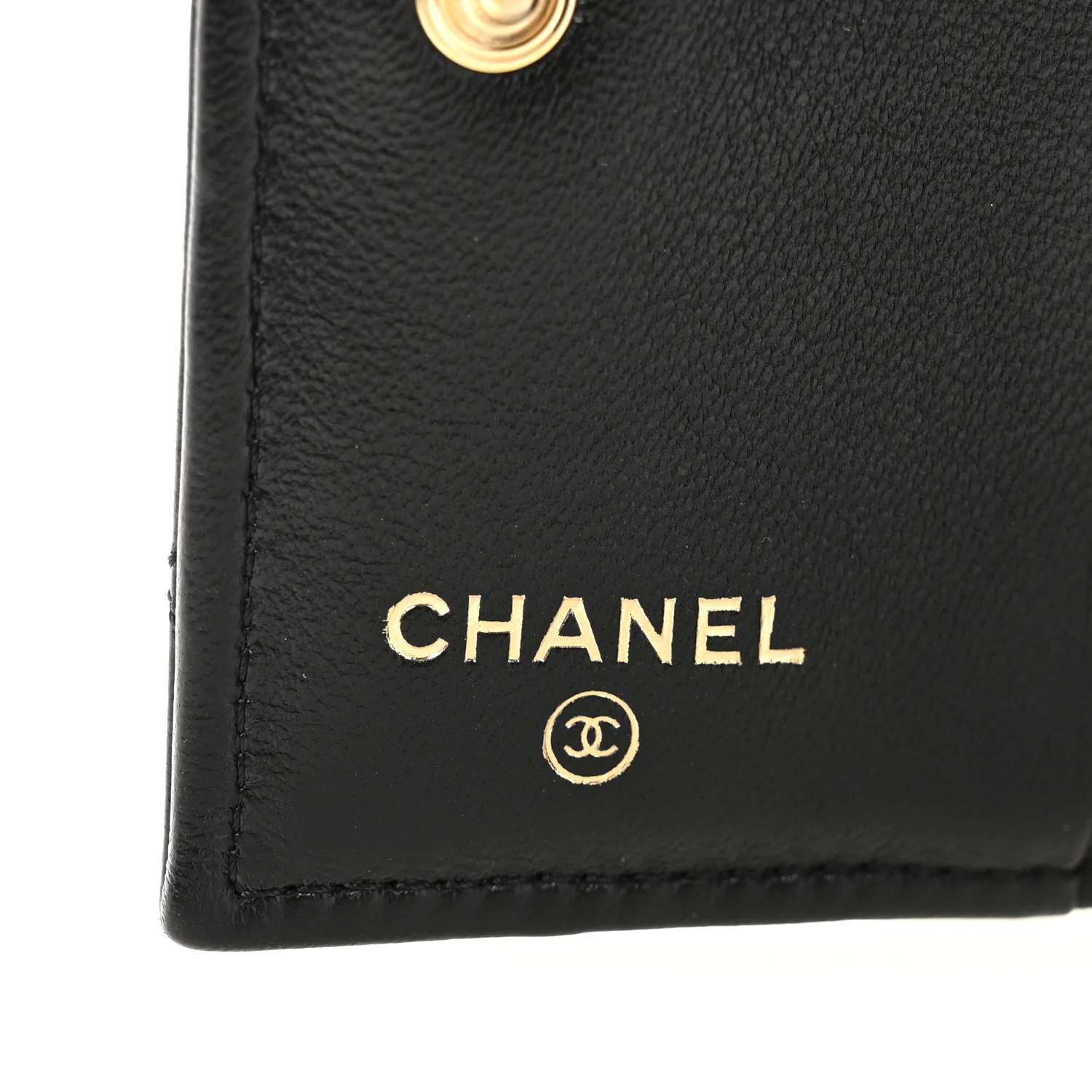 Lambskin Quilted CC Compact Bifold Wallet Black - Image 6