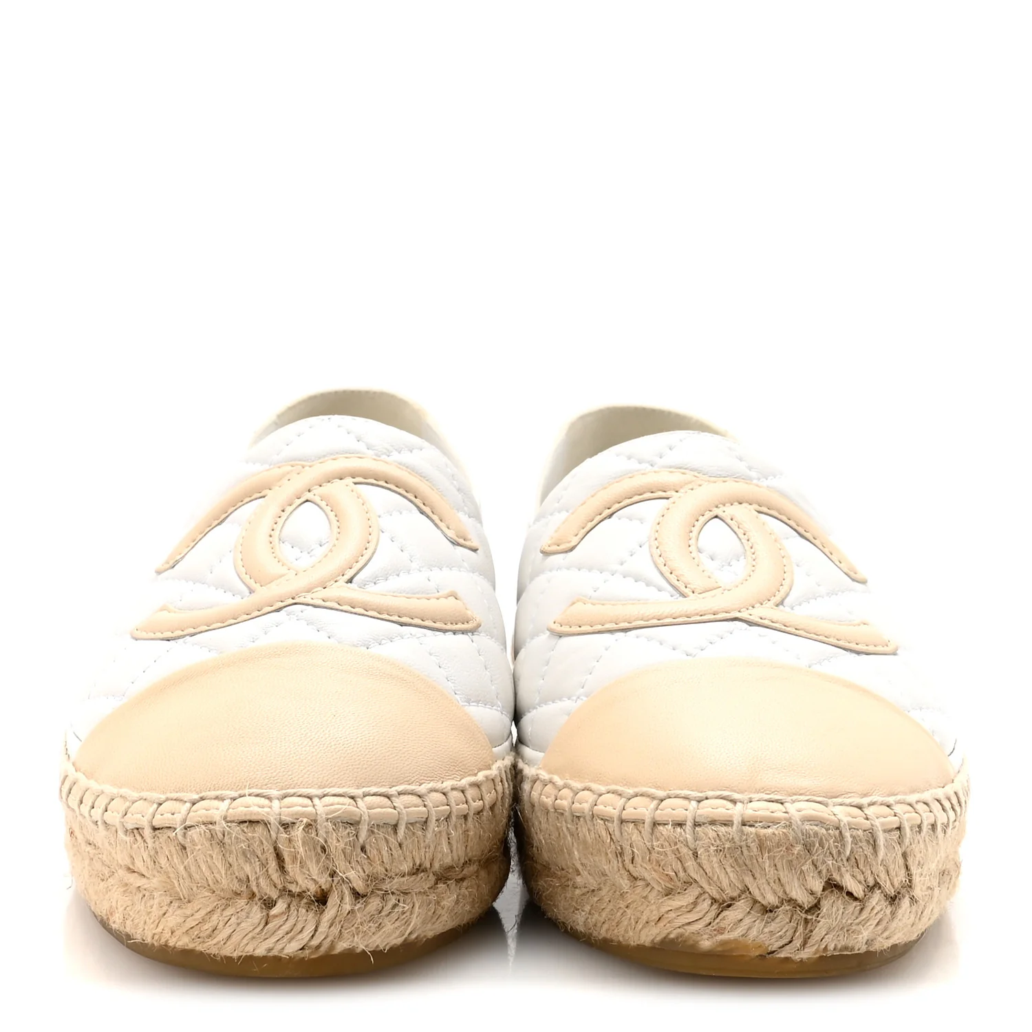 Lambskin Quilted CC Espadrilles 37 White Beige - Image 3