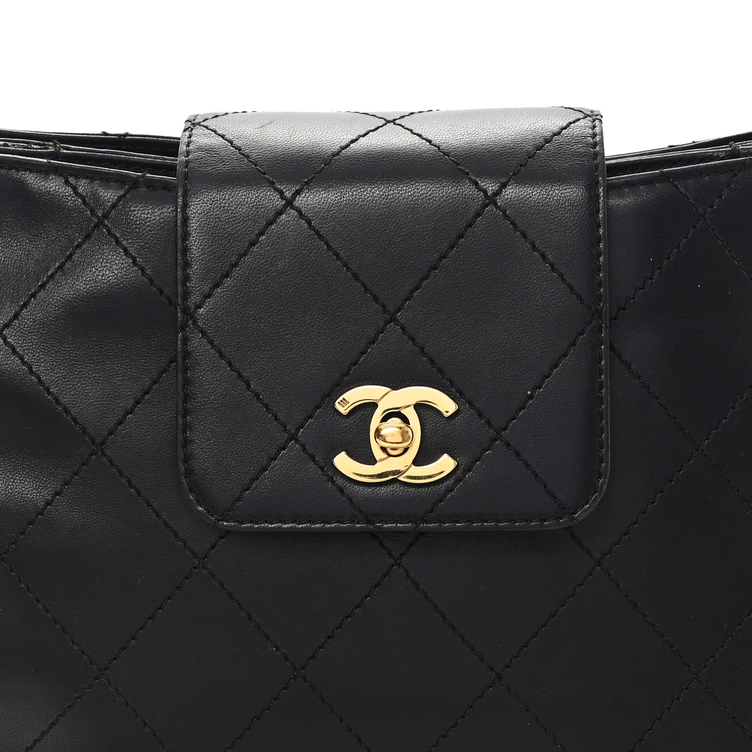 Lambskin Quilted CC Flap Shoulder Bag Black - Image 9