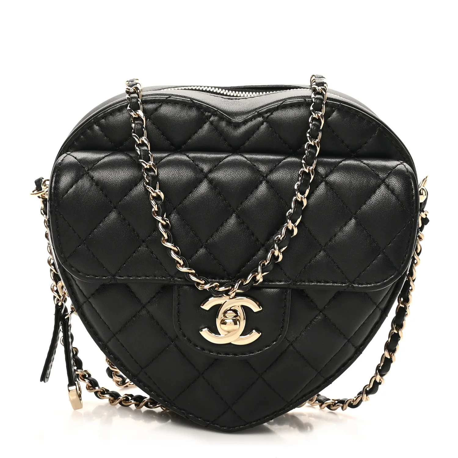 Lambskin Quilted CC In Love Heart Bag Black