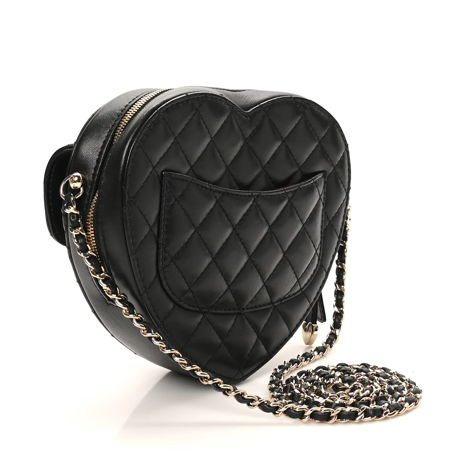 Lambskin Quilted CC In Love Heart Bag Black - Image 2