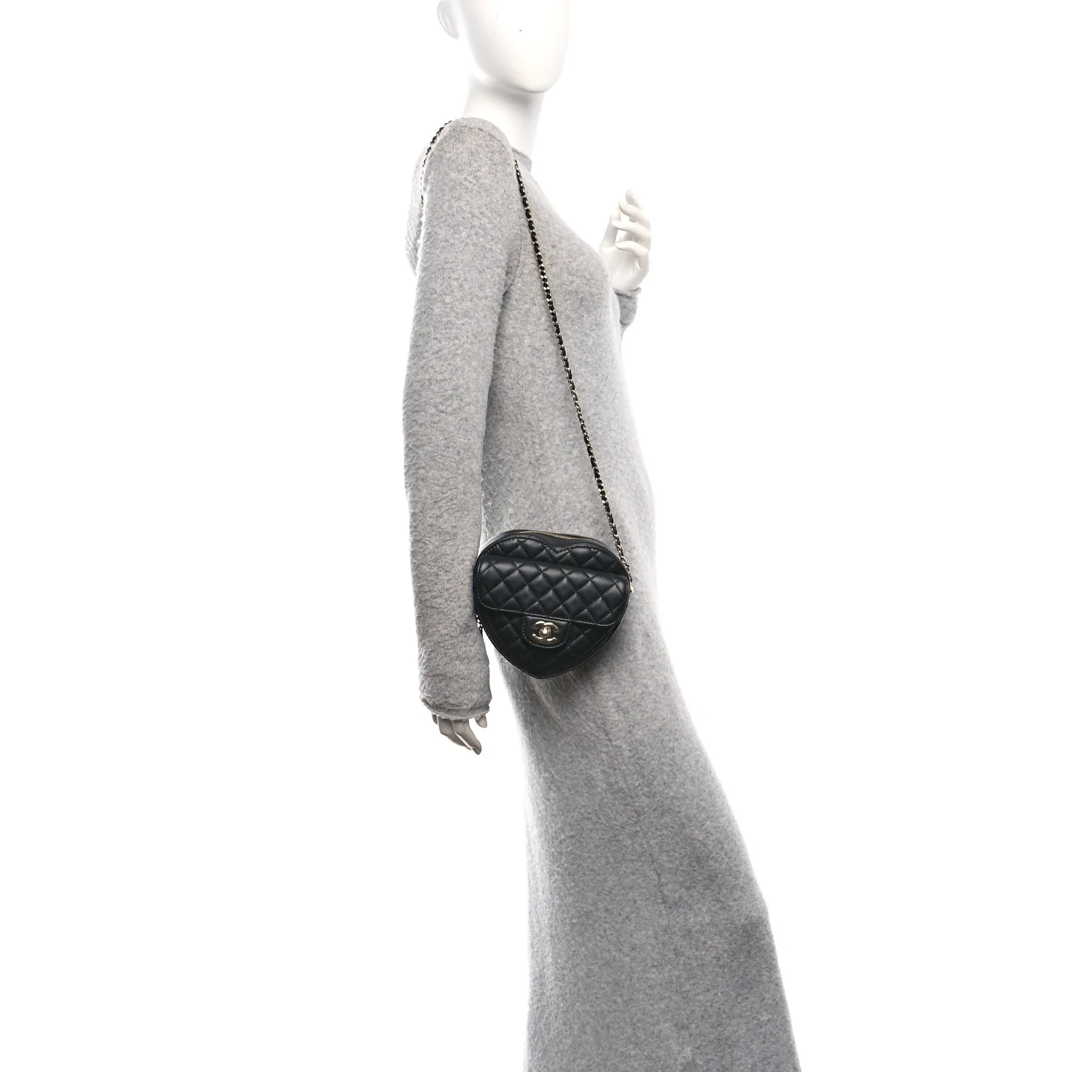 Lambskin Quilted CC In Love Heart Bag Black - Image 3