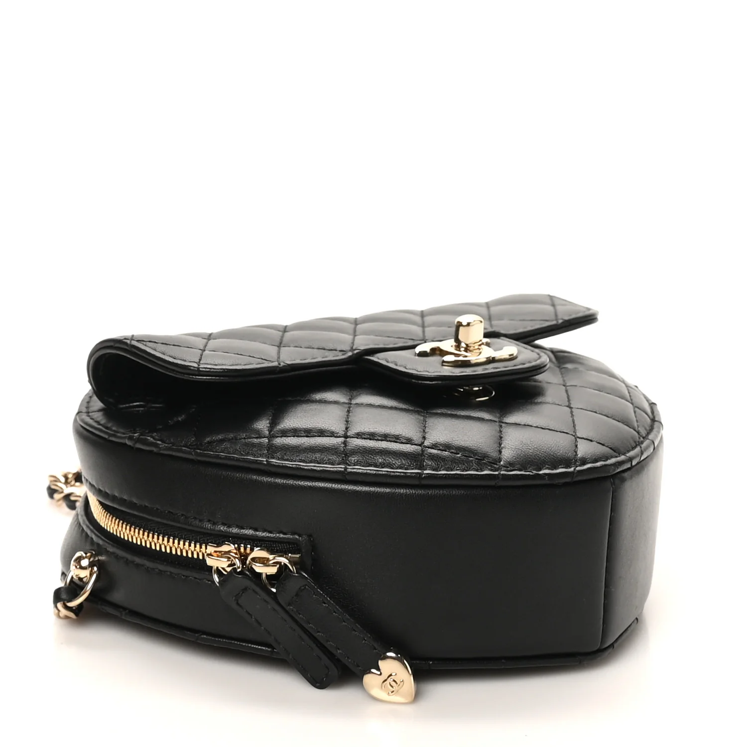 Lambskin Quilted CC In Love Heart Bag Black - Image 4