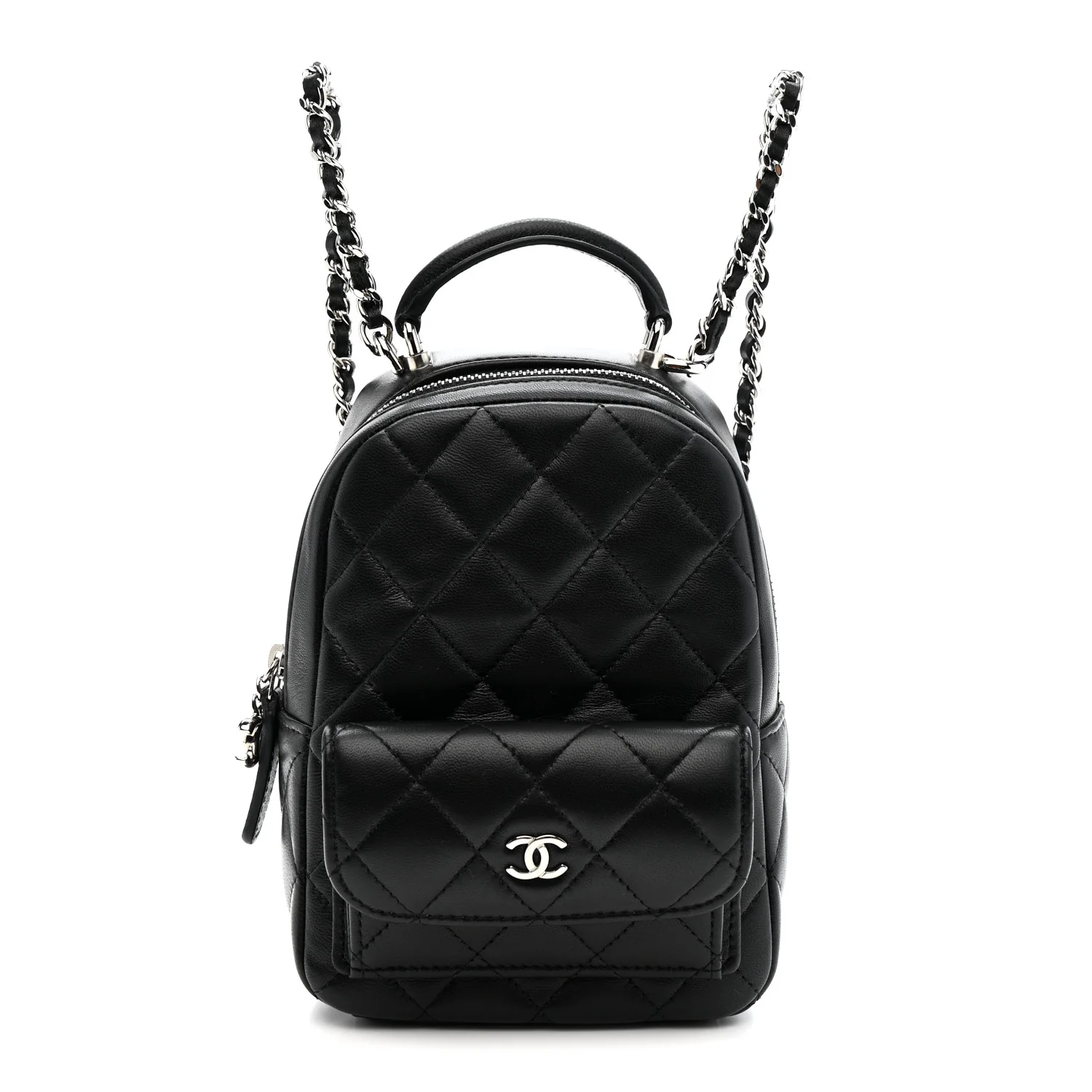 Lambskin Quilted CC Mini Classic Backpack Black