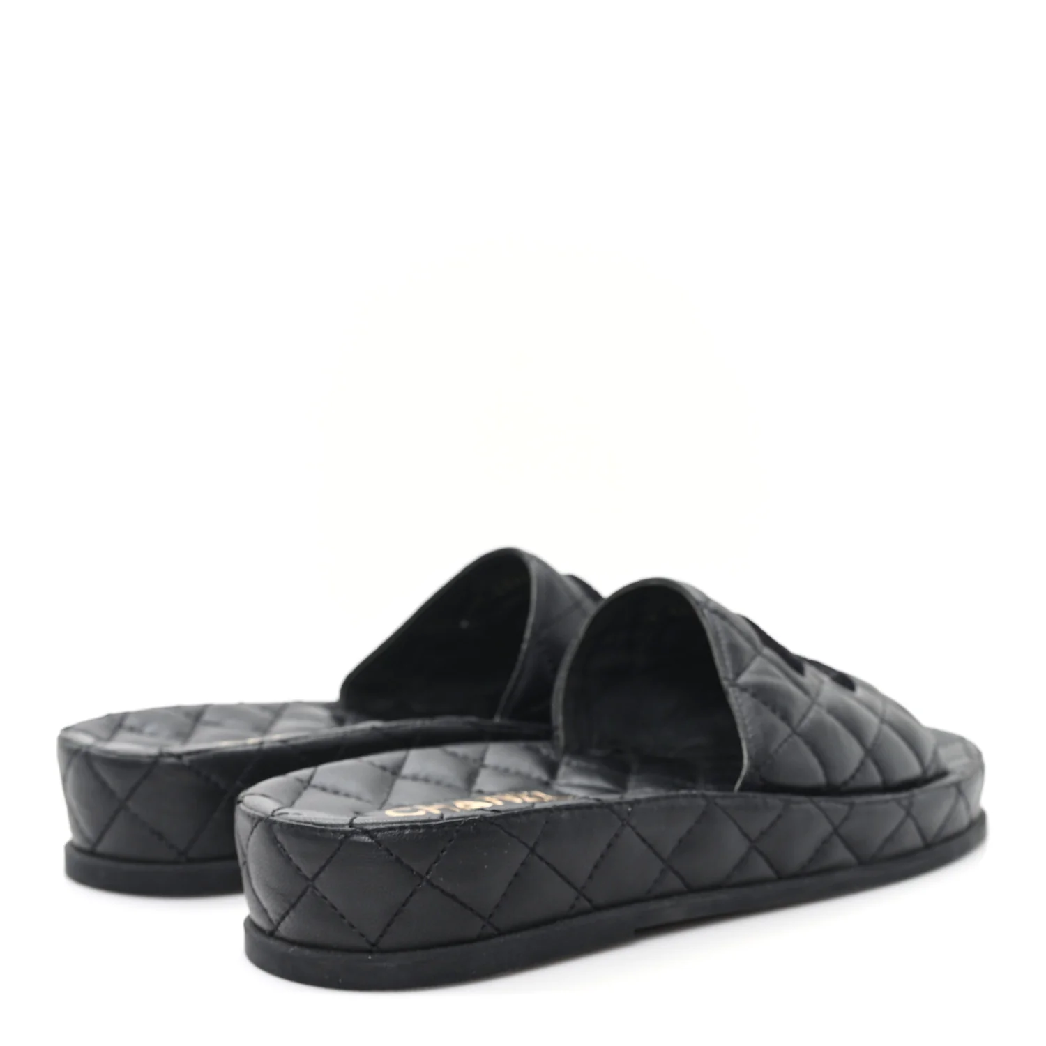 Lambskin Quilted CC Mules Sandals 37 Black - Image 5