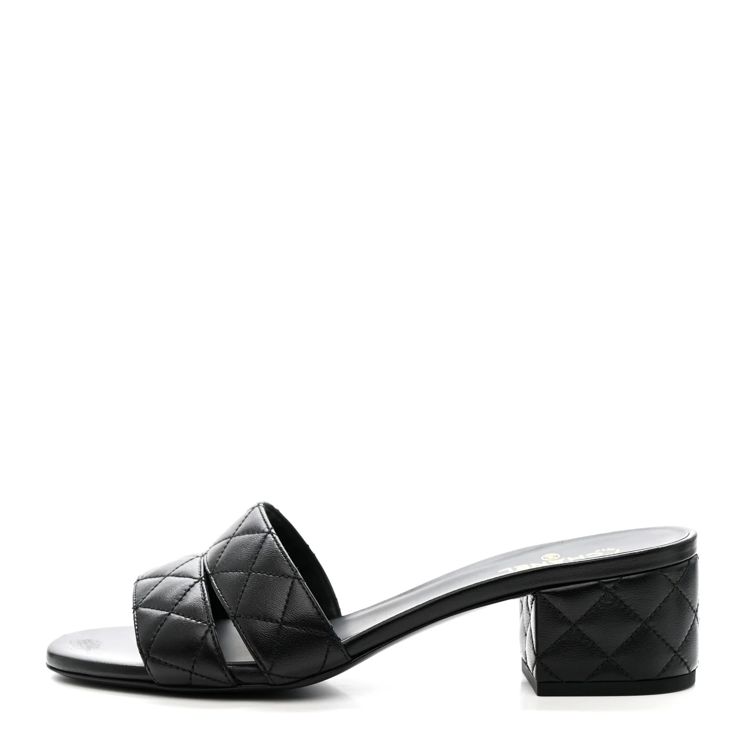Lambskin Quilted CC Mules Sandals 39 Black