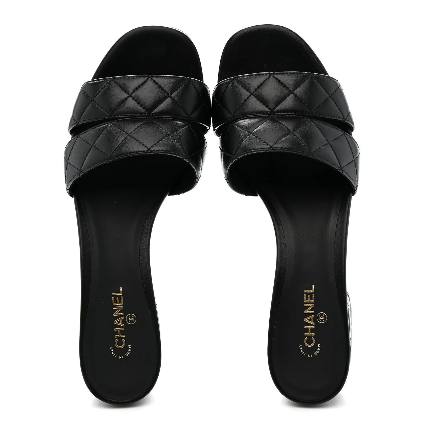 Lambskin Quilted CC Mules Sandals 39 Black - Image 2