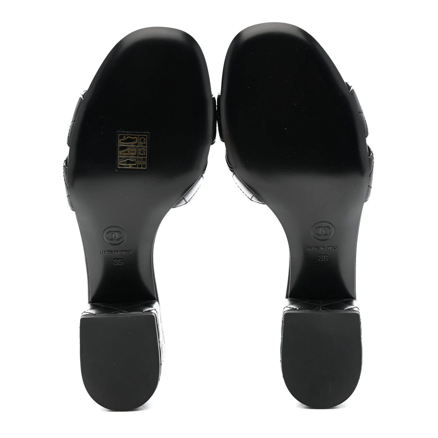 Lambskin Quilted CC Mules Sandals 39 Black - Image 6