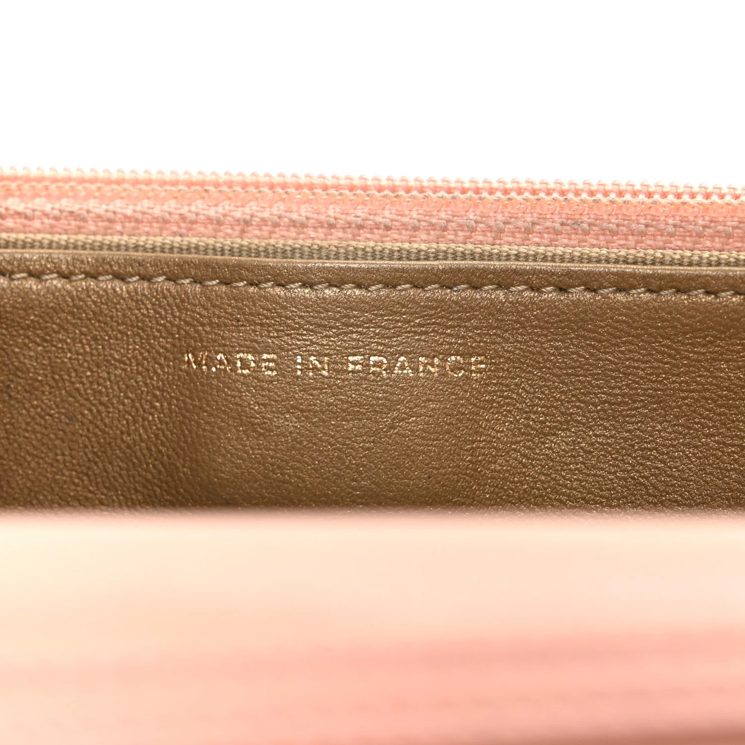 Lambskin Quilted CC Pearl Crush Wallet on Chain WOC Light Orange - Image 7