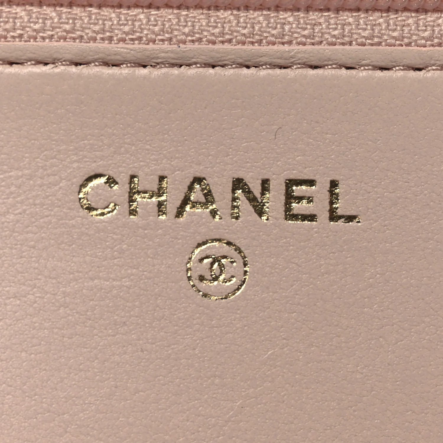 Lambskin Quilted CC Pearl Crush Wallet on Chain WOC Light Pink - Image 6