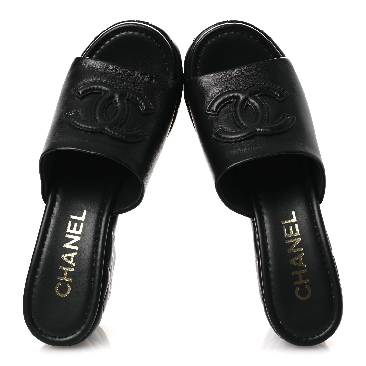 Lambskin Quilted CC Platform Mules 39 Black - Image 2