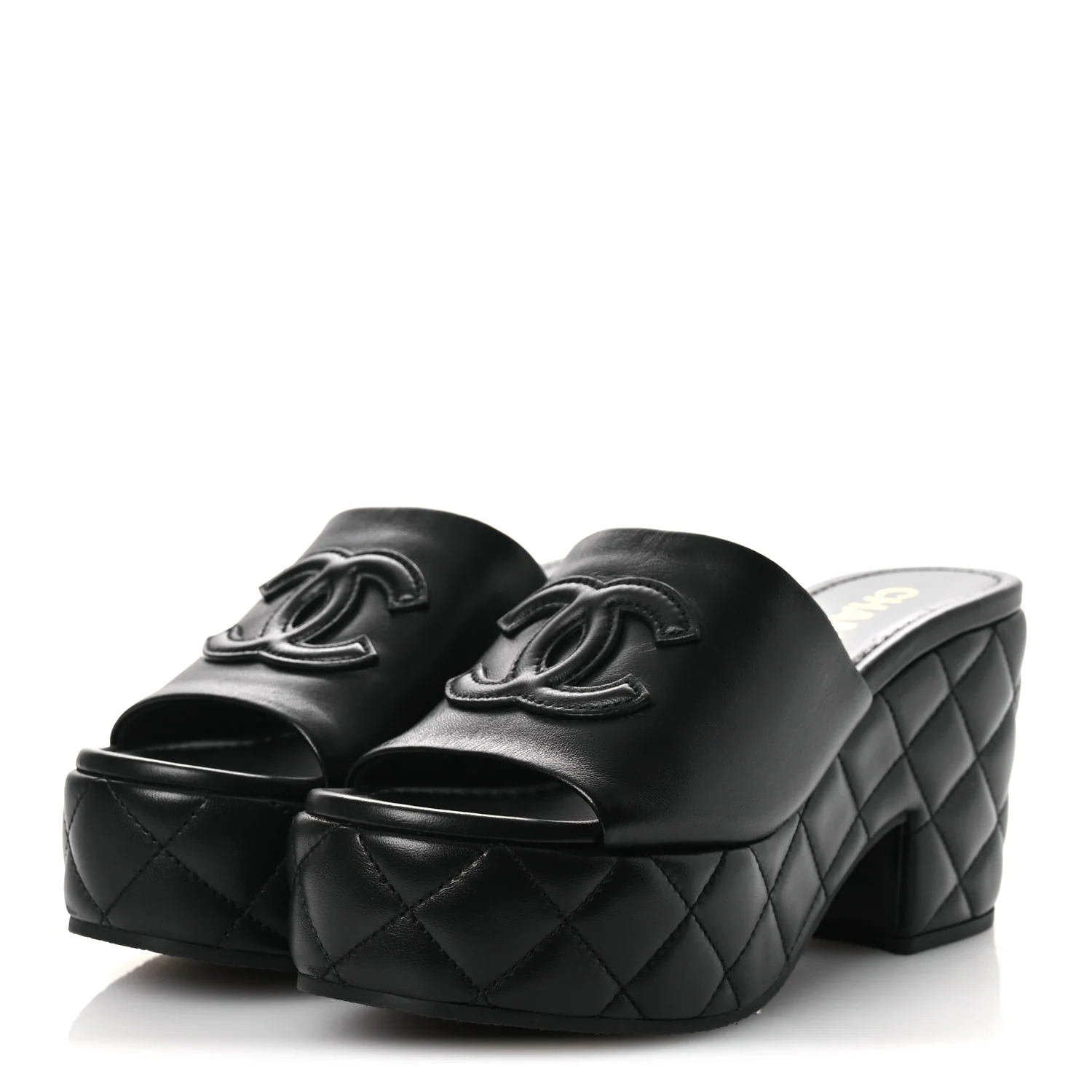 Lambskin Quilted CC Platform Mules 39 Black - Image 4