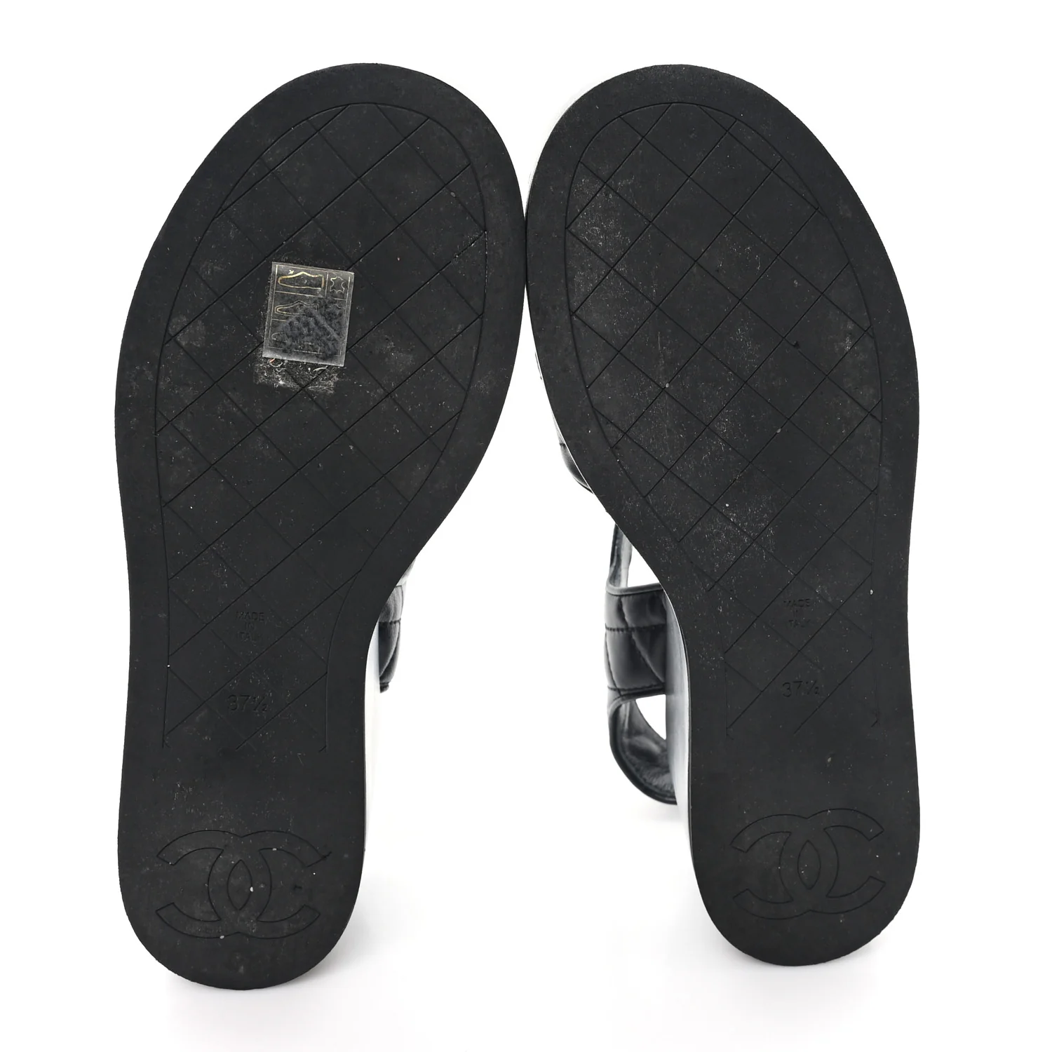 Lambskin Quilted CC Platform Sandals 37.5 Black - Image 6