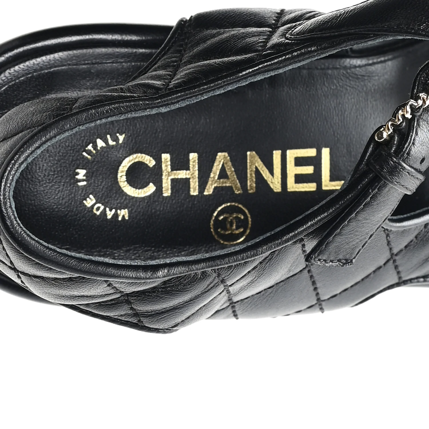 Lambskin Quilted CC Platform Sandals 37.5 Black - Image 8