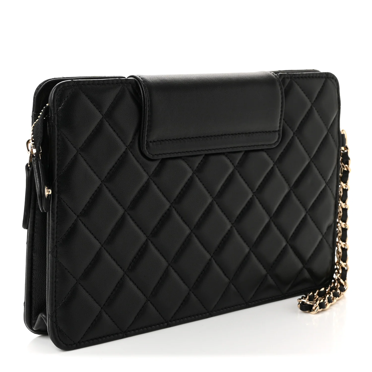 Lambskin Quilted CC Pouch Wristlet Black - Image 3