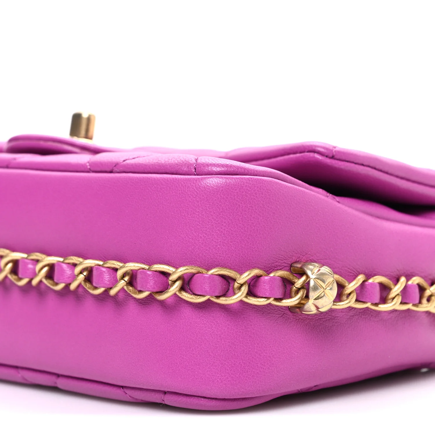 Lambskin Quilted CC Small Dynasty Flap Purple - Image 10