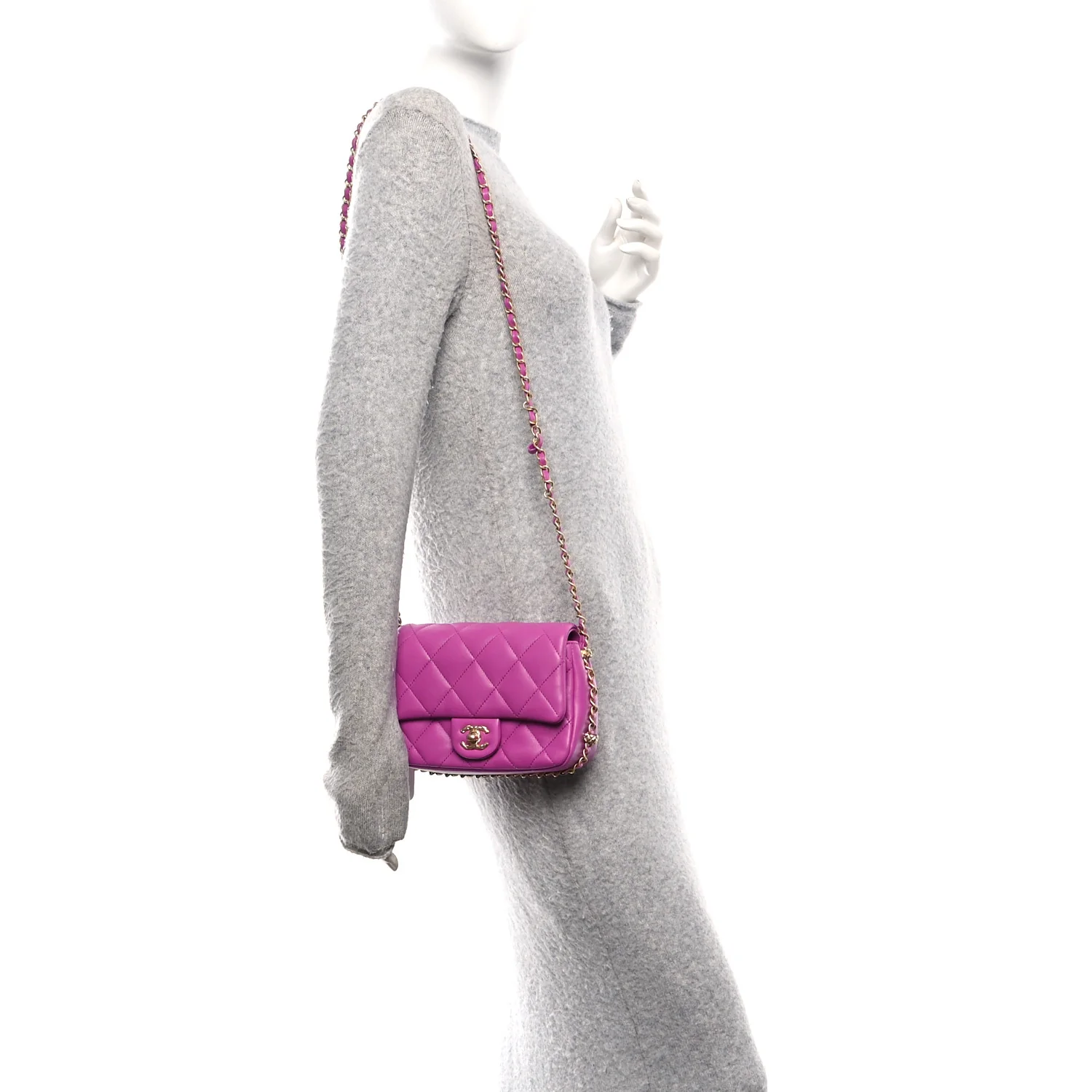 Lambskin Quilted CC Small Dynasty Flap Purple - Image 2