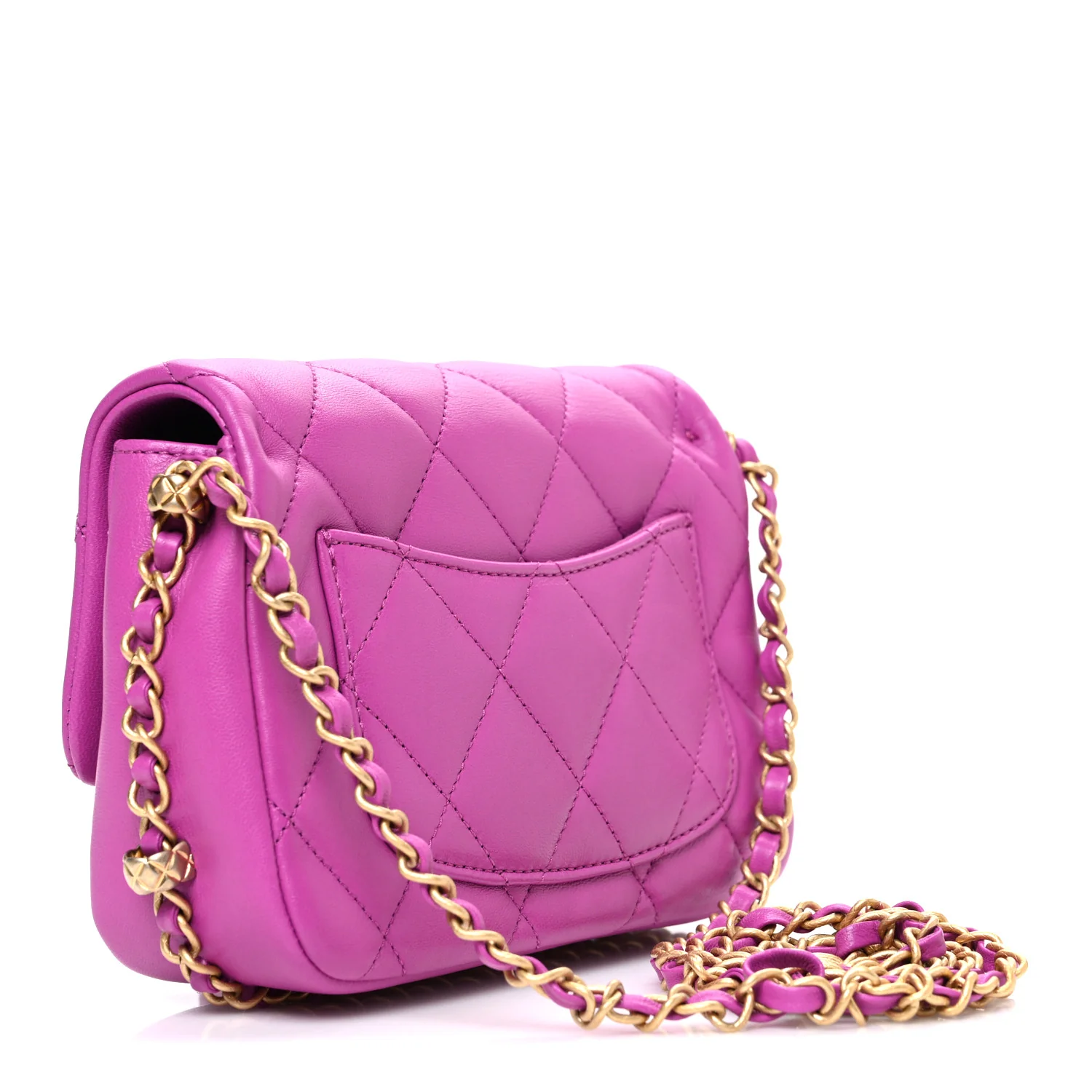 Lambskin Quilted CC Small Dynasty Flap Purple - Image 3