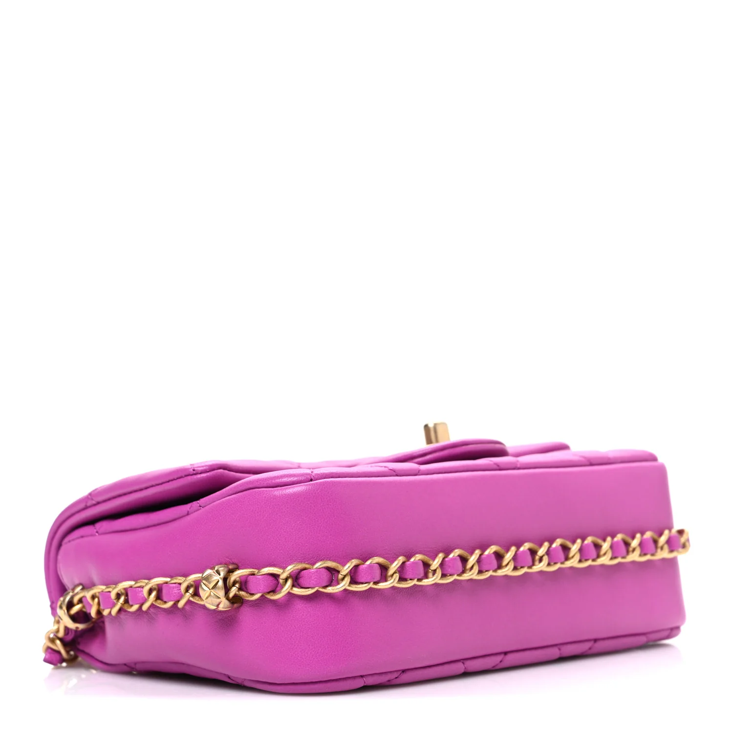 Lambskin Quilted CC Small Dynasty Flap Purple - Image 4