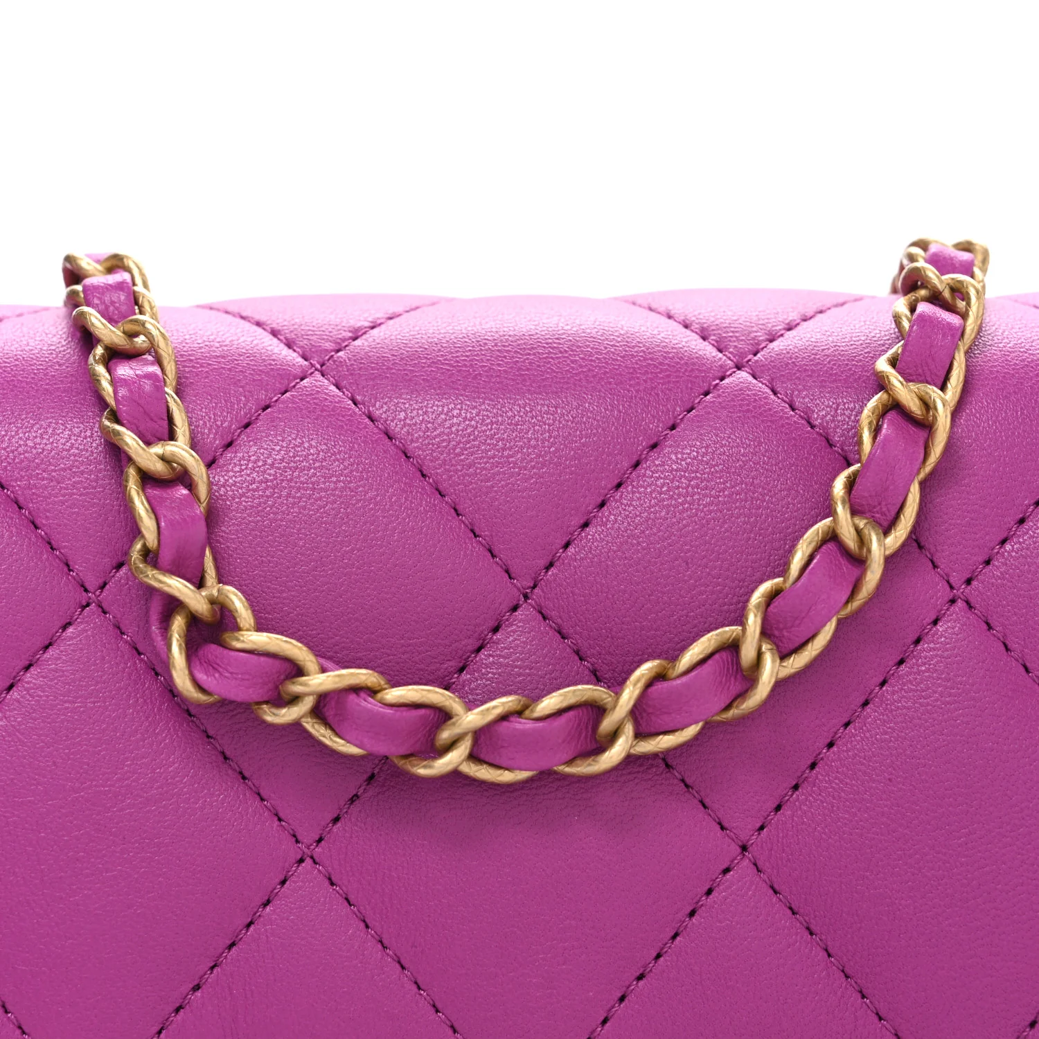 Lambskin Quilted CC Small Dynasty Flap Purple - Image 8