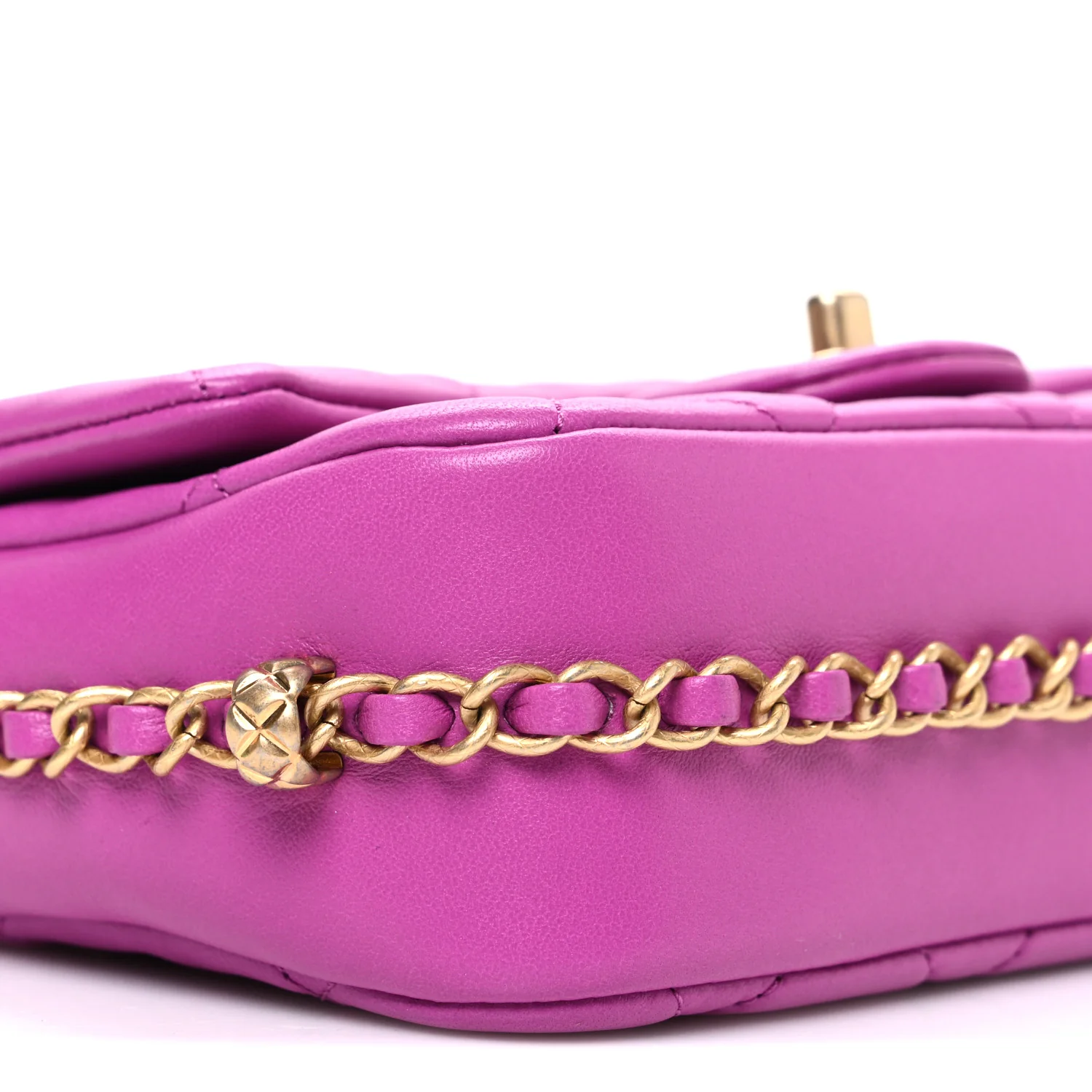 Lambskin Quilted CC Small Dynasty Flap Purple - Image 9