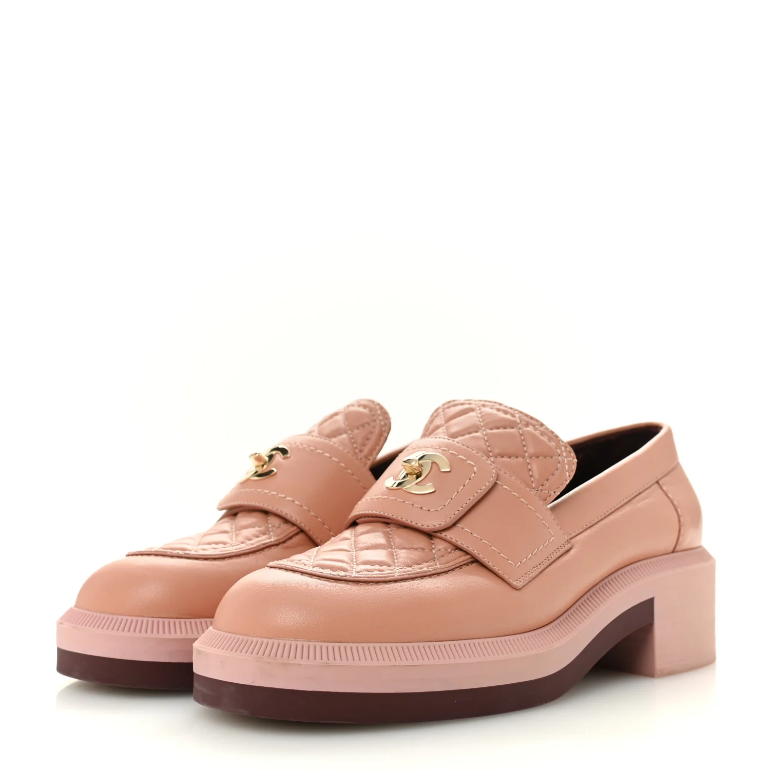 Lambskin Quilted CC Turnlock Loafers 35.5 Dark Pink - Image 4