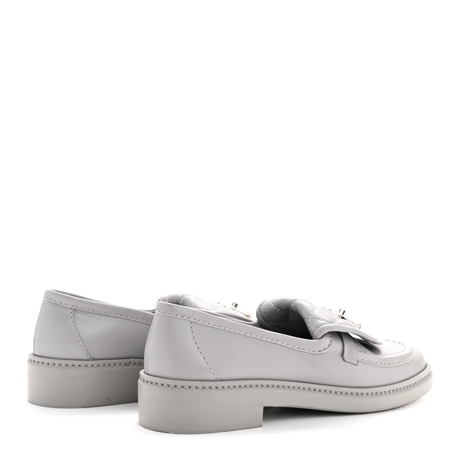 Lambskin Quilted CC Turnlock Loafers 36.5 Grey - Image 5