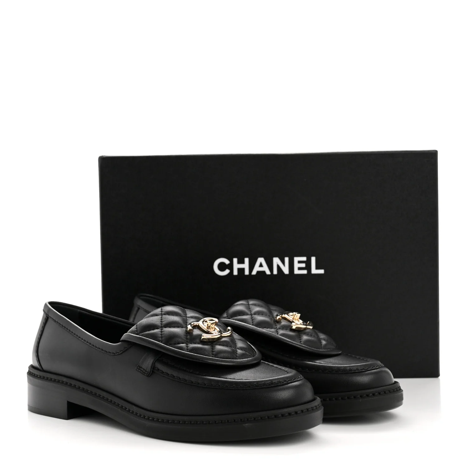 Lambskin Quilted CC Turnlock Loafers 37.5 Black - Image 10